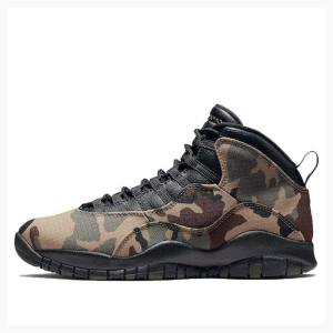 Air Jordan 10 Barbati Nike Retro Woodland Camo Ghete Baschet Maro Verzi | JD-346RP