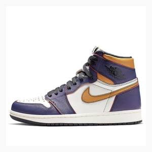 Air Jordan 1 Barbati Nike High OG Defiant SB - LA To Chicago Ghete Baschet Violet Aurii | JD-719KU