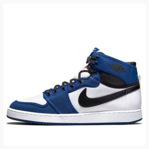 Air Jordan 1 Barbati Nike KO Storm Ghete Baschet Negrii Albi Albastri | JD-415MV