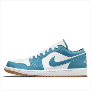 Air Jordan 1 Barbati Nike Low Barcelona Cyber Teal Adidași Albi Albastri | JD-687SF