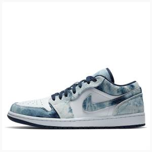 Air Jordan 1 Barbati Nike Low SE Washed Denim Adidași Albi Albastri | JD-756OX