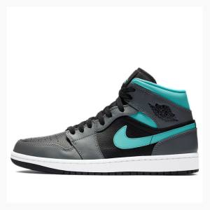 Air Jordan 1 Barbati Nike Mid-High Aqua Ghete Baschet Gri Verzi | JD-479YL