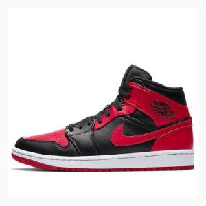 Air Jordan 1 Barbati Nike Mid-High Bred Banned Ghete Baschet Negrii Albi Rosii | JD-731JX