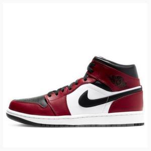 Air Jordan 1 Barbati Nike Mid-High Chicago Ghete Baschet Negrii Albi Rosii | JD-436NE