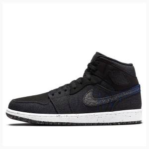 Air Jordan 1 Barbati Nike Mid-High Crater Racer Ghete Baschet Negrii | JD-435FW