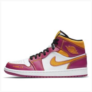 Air Jordan 1 Barbati Nike Mid-High DOD Dia de los Muertos Ghete Baschet Violet Aurii | JD-761HP