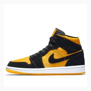 Air Jordan 1 Barbati Nike Mid-High Ghete Baschet Aurii Negrii | JD-035CD