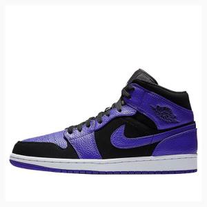 Air Jordan 1 Barbati Nike Mid-High Ghete Baschet Negrii Violet | JD-120LP