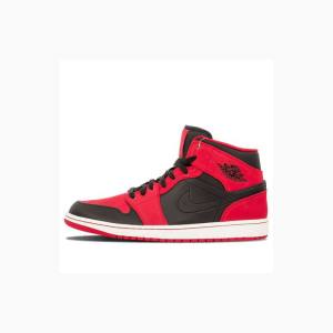 Air Jordan 1 Barbati Nike Mid-High Ghete Baschet Rosii Negrii | JD-923NS