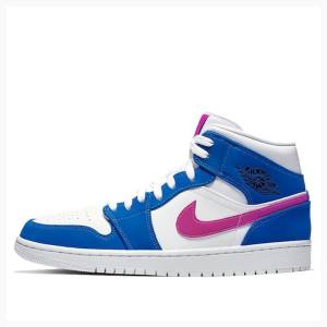 Air Jordan 1 Barbati Nike Mid-High Hyper Royal Violet Ghete Baschet Albastri Rosii | JD-019GE