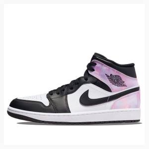 Air Jordan 1 Barbati Nike Mid-High SE Amethyst Wave Ghete Baschet Albi Negrii Roz | JD-265JS