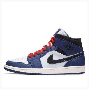 Air Jordan 1 Barbati Nike Mid-High SE Deep Royal Ghete Baschet Albastri Negrii | JD-672LJ