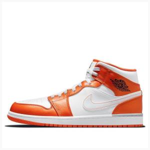 Air Jordan 1 Barbati Nike Mid-High SE Electro Ghete Baschet Portocalii | JD-683XW