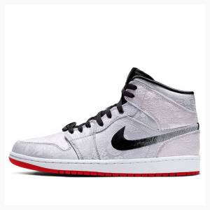 Air Jordan 1 Barbati Nike Mid-High SE FRLS GC Fearless - CLOT Ghete Baschet Argintii Rosii Negrii | JD-567LQ