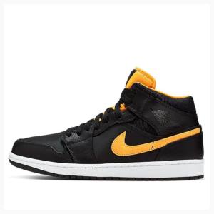 Air Jordan 1 Barbati Nike Mid-High SE Ghete Baschet Negrii Aurii | JD-150DU