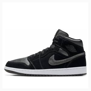 Air Jordan 1 Barbati Nike Mid-High SE Ghete Baschet Negrii | JD-687ZQ