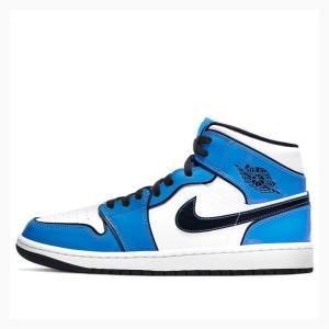 Air Jordan 1 Barbati Nike Mid-High SE Signal Ghete Baschet Albastri | JD-043GF