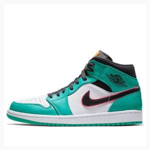 Air Jordan 1 Barbati Nike Mid-High SE South Beach Ghete Baschet Verzi Negrii | JD-701FZ