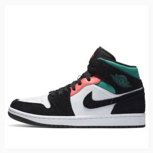 Air Jordan 1 Barbati Nike Mid-High SE South Beach Ghete Baschet Negrii Albi | JD-945LZ