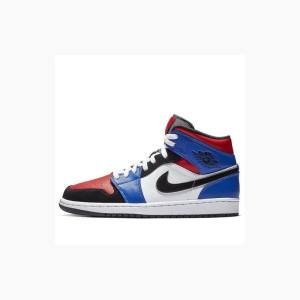 Air Jordan 1 Barbati Nike Mid-High Top 3 Ghete Baschet Rosii Albastri | JD-315NQ