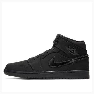 Air Jordan 1 Barbati Nike Mid-High Triple Ghete Baschet Negrii | JD-528KG