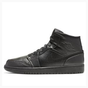 Air Jordan 1 Barbati Nike Mid-High Triple Ghete Baschet Negrii | JD-624BH