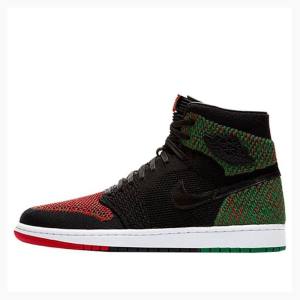 Air Jordan 1 Barbati Nike Retro Flyknit History Month Ghete Baschet Negrii Rosii Verzi | JD-472GM