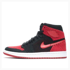 Air Jordan 1 Barbati Nike Retro Flyknit Banned - Bred Ghete Baschet Rosii Negrii | JD-794VK