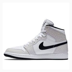 Air Jordan 1 Barbati Nike Retro High Elephant Print Ghete Baschet Albi Negrii | JD-864DA