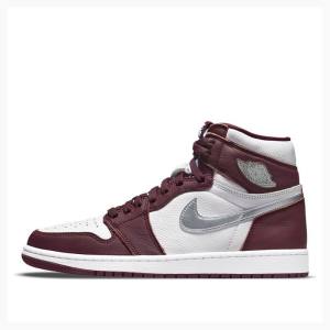 Air Jordan 1 Barbati Nike Retro High OG Bordeaux Ghete Baschet Rosii Argintii | JD-216BX