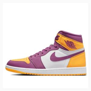 Air Jordan 1 Barbati Nike Retro High OG Brotherhood Ghete Baschet Violet Galbeni | JD-540ML