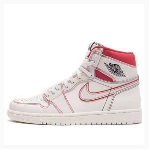 Air Jordan 1 Barbati Nike Retro High OG Sail Phantom Ghete Baschet Albi Rosii | JD-915BS