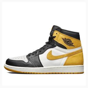 Air Jordan 1 Barbati Nike Retro High OG Ochre Ghete Baschet Albi Negrii Aurii | JD-945MY