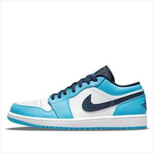 Air Jordan 1 Barbati Nike Retro Low UNC Adidași Albi Albastri | JD-721PH