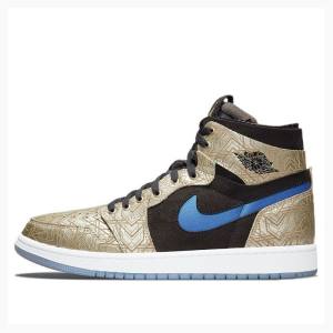 Air Jordan 1 Barbati Nike Zoom CMFT Laser Ghete Baschet Aurii Negrii | JD-069DN