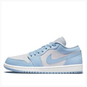 Air Jordan 1 Dama Nike Low Football Grey Aluminum Adidași Albastri Albi | JD-714XE