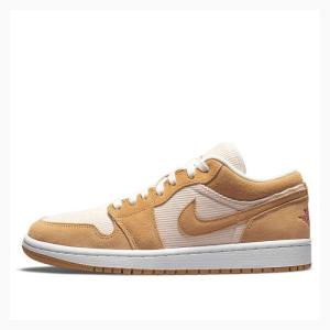 Air Jordan 1 Dama Nike Low SE Twine Orange Quartz Corduroy Adidași Albi Portocalii | JD-930ZR