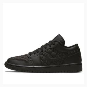 Air Jordan 1 Dama Nike Low Triple Black Quilted Adidași Negrii | JD-682HK