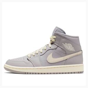 Air Jordan 1 Dama Nike Mid-High Atmosphere Pale Ivory Ghete Baschet Gri | JD-519NQ