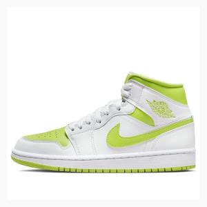 Air Jordan 1 Dama Nike Mid-High Ghete Baschet Albi Verzi | JD-632ZQ