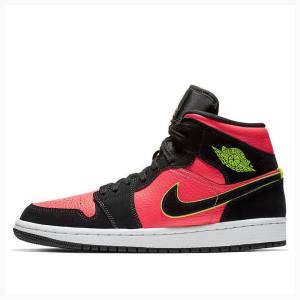 Air Jordan 1 Dama Nike Mid-High Ghete Baschet Negrii Rosii | JD-678TD