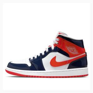 Air Jordan 1 Dama Nike Mid-High Ghete Baschet Rosii Albastri | JD-896OU