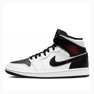 Air Jordan 1 Dama Nike Mid-High Ghete Baschet Albi Negrii | JD-978NV