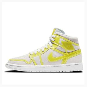 Air Jordan 1 Dama Nike Mid-High LX(W) Ghete Baschet Albi Galbeni | JD-869RC