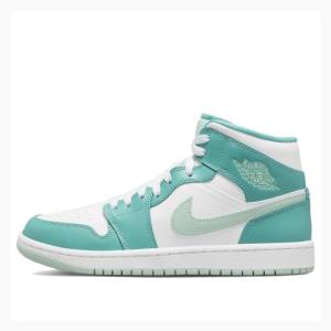 Air Jordan 1 Dama Nike Mid-High Marine Ghete Baschet Albi Verzi | JD-952OH