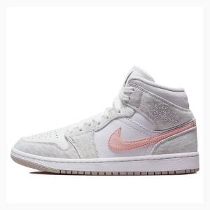 Air Jordan 1 Dama Nike Mid-High SE Light Iron Ore Light Iron Ore (W) Ghete Baschet Albi Gri Roz | JD-142HQ