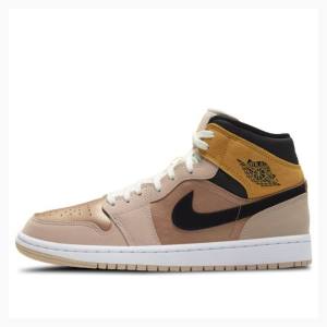 Air Jordan 1 Dama Nike Mid-High SE Particle Ghete Baschet Maro Aurii | JD-562GA