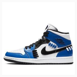 Air Jordan 1 Dama Nike Mid-High SE Sisterhood Ghete Baschet Albastri Negrii | JD-163AO