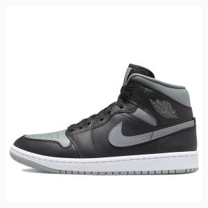 Air Jordan 1 Dama Nike Mid-High Shadow Ghete Baschet Negrii Gri | JD-629RZ