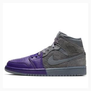 Air Jordan 1 Dama Nike Mid-High Sheila Rashid - Unite Ghete Baschet Gri Violet | JD-276DW